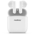 Niceboy HIVE Beans biela / TWS bezdrôtové slúchadlá / Bluetooth 5.0 / IPX4 / Handsfree / Nabíjacie púzdro (hive-beans-white)