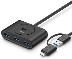 Ugreen USB HUB USB 3.0 + USB-C čierna / 3.1 4-ports OTG (40850)