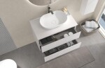 CERANO - Kúpeľňová skrinka Carole + doska pod umývadlo Navira Slim - 18 mm - biela matná ryhovaná - 80x49,8x46 CER-016383