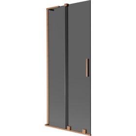 MEXEN/S - Velar L dvojkrídlová posuvná vaňová zástena 85 x 150, grafit, meď kartáčovaná 896-085-003-41-65