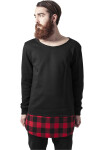 Dlhý Flanell Spodný otvorený okraj Crewneck blk/blk/red