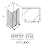 CERANO - Sprchovací kút Marino Ľ/P - 6 mm - chróm, transparentné sklo - 100x90x190 - pántový CER-422778