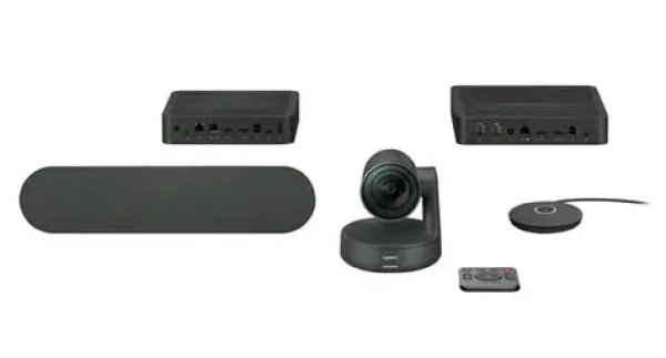 Logitech RALLY čierna / konferenčná kamera + stolný mikrofón + reproduktor + rozbočovač (960-001237)