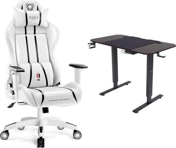 Diablo Chairs X-One 2.0 Normal biały + EGON 1100 Orzechowe 110 cmx60 cm