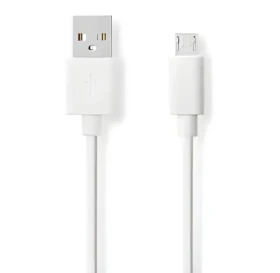Nedis USB 2.0 kábel biela / Kábel USB / USB-A - Micro-B / 480 Mbps / 2 m (CCGB60500WT20)