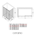 CERANO - Sprchovací kút Lantono L/P - 8 mm - Soft-Close - čierna matná, transparentné sklo - 120x70x195 - posuvný CER-433109