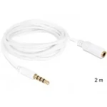 DeLock predlžovací kábel Jack 3.5mm (M) - Jack 3.5mm (F) biela / Audio kábel / 2 m / pozlátené kontakty (84482)
