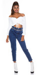 Sexy High Waist Jeans with Elastic Wais denimblue 34