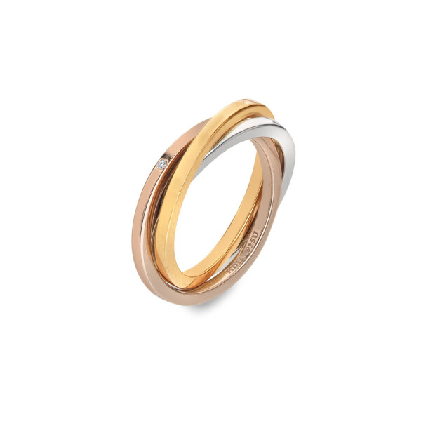 Hot Diamonds Trojitý pozlátený strieborný prsteň s pravým diamantom Trio DR297 58 mm