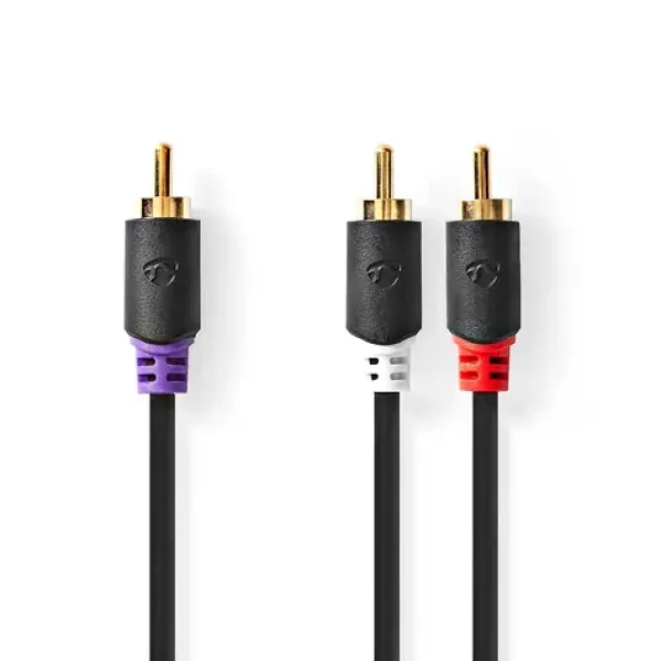 Nedis Kábel na subwoofer RCA (M) - 2x RCA (M) 3.00 m antracit (CABW24000AT30)