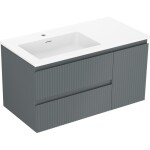 MEXEN/S - Rivel kúpeľňová skrinka 90 cm s umývadlom Otis ľavá, 2S, 1D, reliéf, grafit mat/biela mat 91A23-09047-3-BBFFF66-W18L01