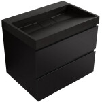 CERANO - Kúpeľňová skrinka Carole - čierna matná + umývadlo z lit. mramoru Vita - čierna matná - 70x58x46 CER-669049