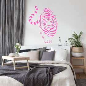 Veselá Stena Samolepka Tiger indický Farba: ružová, Veľkosť: 80 x 82 cm