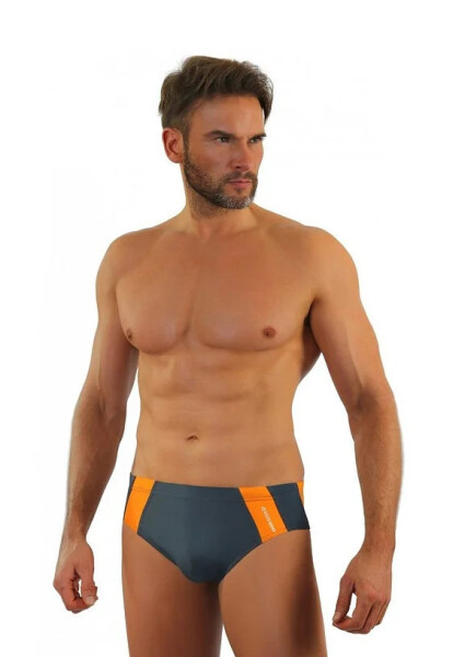 Pánske slipové plavky 447 sivo-oranžové - Sesto Senso 3XL tm.šedá-oranžová