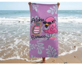 Plážová osuška Aloha Flamingo, 80x160 cm%