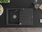 MEXEN/S MEXEN/S - Bruno granitový drez 1-miska s odkvapkávačom vrátane batérie Carla, čierna kropenatá 6513-76-670700-70