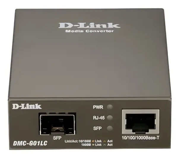 D-Link DMC-G01LC sivá / Media konvertor / 10/100/1000Base-T na Gigabit SFP (DMC-G01LC/E)