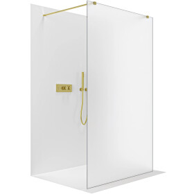 CERANO - Sprchová zástena Walk-in Onyx Duo Ľ/P - 8 mm - hranatá vzpera - zlatá, mliečne sklo - 100x200 CER-8050BD1869