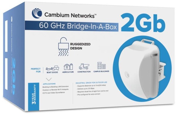 Cambium Networks Cambium Networks 60GHz Bridge in a Box 2Gb with EU cord (C600510C031B)