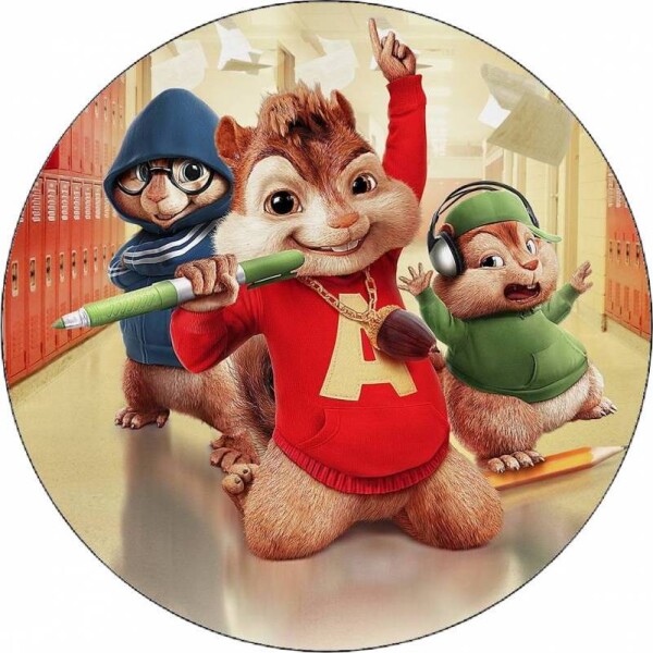 Jedlý papier „Alvin a Chipmunkovia v škole“, 19,5 cm - Pictu Hap