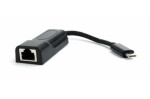 Gembird USB-C adaptér sieťového adaptéra LAN Gigabit čierna / USB-C 3.1 (M) na RJ-45 (F) / kábel 15cm (A-CM-LAN-01)