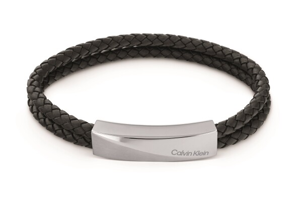 Calvin Klein Dvojitý kožený náramok s oceľovou ozdobou Braided 35000097