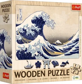 Trefl Drevené puzzle Hokusai: Veľká vlna Kanagawa