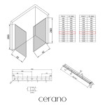 CERANO - Sprchová zástena Walk-in Crystal TL/P - 8 mm - bezvzperový systém + polička/držiak na uteráky - chróm, ryhované sklo - 120x120x200 CER-8050BD6528