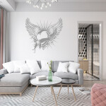 Veselá Stena Samolepka Srdce s krídlami Farba: bílá, Veľkosť: 80 x 84 cm