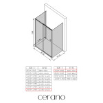 CERANO - Trojstenný sprchovací kút Varone POINT UL/P - 6 mm - čierna matná, grafitové sklo - 160x70x195 - posuvný CER-8050BD7905