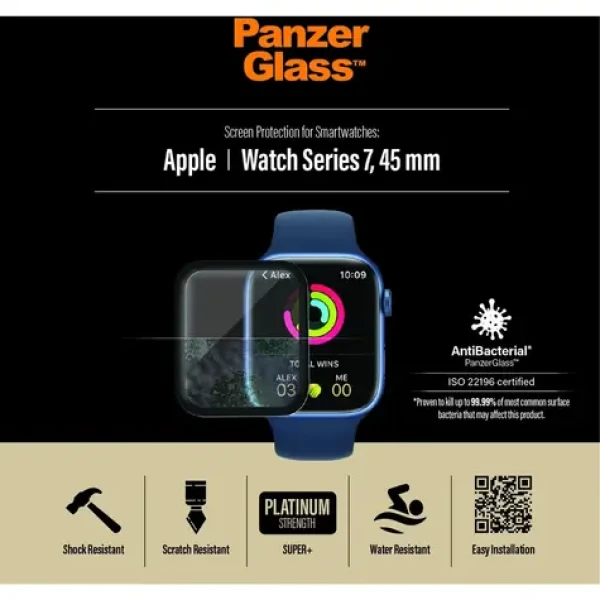 PanzerGlass Tvrdené sklo AB pre Apple Watch 7 45 mm čierna (2019)