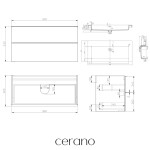 CERANO - Kúpeľňová skrinka Velora - čierna matná, úchytka čierna + umývadlo z lit. mramoru Ovo - biela lesklá - 100,5x58x46,5 CER-979999