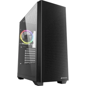 Sharkoon VS9 RGB čierna / ATX / 2x USB 3.0 / 1x USB-C / 3x 120mm / bez zdroja / priehľadná bočnica (4044951039111)