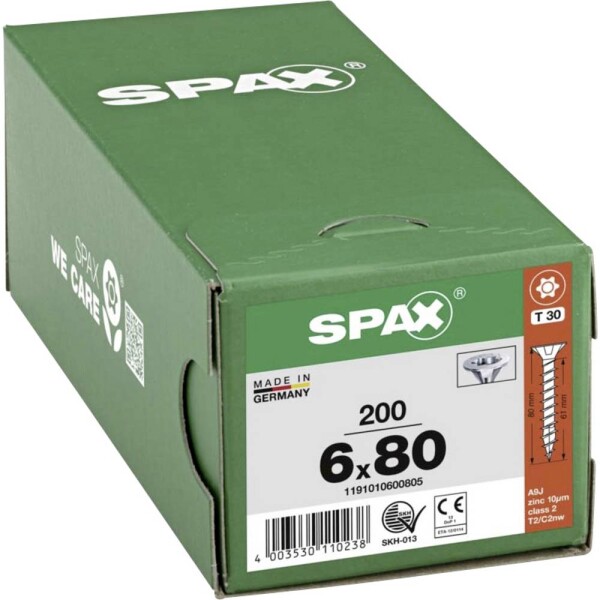 SPAX R 88091 Senkkopf/T-STAR 1191010600805 skrutka do dreva 6 mm 80 mm T-STAR plus ocel WIROX 200 ks; 1191010600805