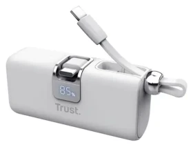 Trust Pacto 5000 PD Pocket biela / Powerbanka / 5000 mAh / USB-C PD / 20W / LED displej (26105)