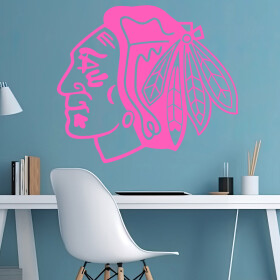Veselá Stena Samolepka Hokejový tím Chicago Blackhawks Farba: růžová, Veľkosť: 40 x 34 cm