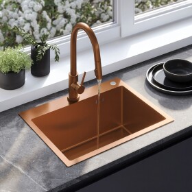 REA - Oceľový drez Liam BRUSH COPPER bez kuchynskej batérie ZLE-06050