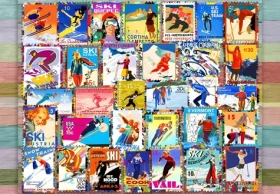 GRAFIKA Puzzle Lyžiarske poštové známky