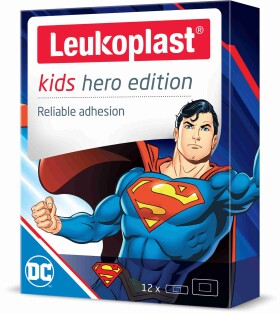 LEUKOPLAST Kids hero superman náplasť na rany 2 veľkosti 12 ks