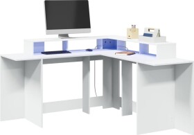 VidaXL Biurko z podświetleniem LED, biele, 152x152x91 cm