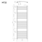 Mereo Vykurovací rebrík, oblý, 450x1330 mm, biely MT32