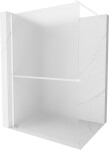 MEXEN/S - Kioto+ Sprchová zástena WALK-IN s poličkou a držiakom uterákov 100 x 200, vzor, biela 800-100-121-20-30
