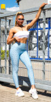 Sexy High Waist Push-Up Leggings with Bow babyblue L/XL