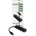 Inter-tech IT-310 / Ethernetový adaptér / USB-A / Gigabit LAN / hliníkové telo / 3x USB 3.2 Gen 1 hub (88885439)