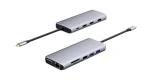 ESTUFF USB-C Hub 12v1 sivá / Dokovacia stanica / 2x HDMI 4K / USB-C PD 100W / Gigabit LAN (ES623009)