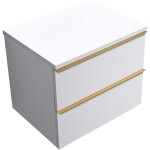 CERANO - Kúpeľňová skrinka Velora - biela matná, úchytka zlatá + doska pod umývadlo Navira Pro - 36 mm - 70x56,6x46,5 CER-668555