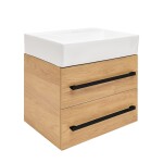 Kúpeľňová skrinka s umývadlom a čiernou úchytkou SAT Cube Way 60x53x46 cm dub Hickory mat CUBE46C602DHSATCWL CUBE46C602DHSATCWL