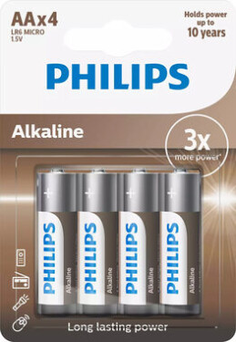 Philips batéria LR6A4B/10 Alkalické AA - 4ks (4895229107984)