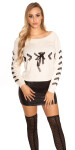 Trendy KouCla knit sweater with lacing Einheitsgroesse