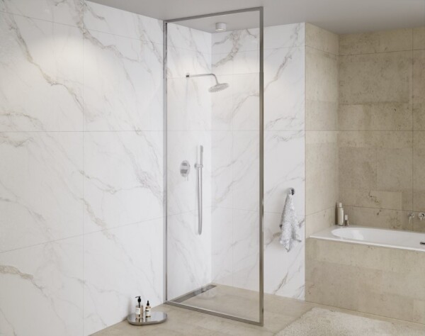 BESCO - Walk-in sprchovací kút ICON CHROM - Farba rámu - Chróm / Leštený hliník (ALU), Rozmer A - 110, Rozmer C - 200, Výplň - Číre bezpečnostné sklo - 8 mm BCICON11CC